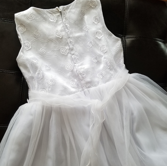❗Big Girl White Long Beaded Floral Full Tulle Skirt Flower Girl Dress 10❗ - Picture 5 of 7